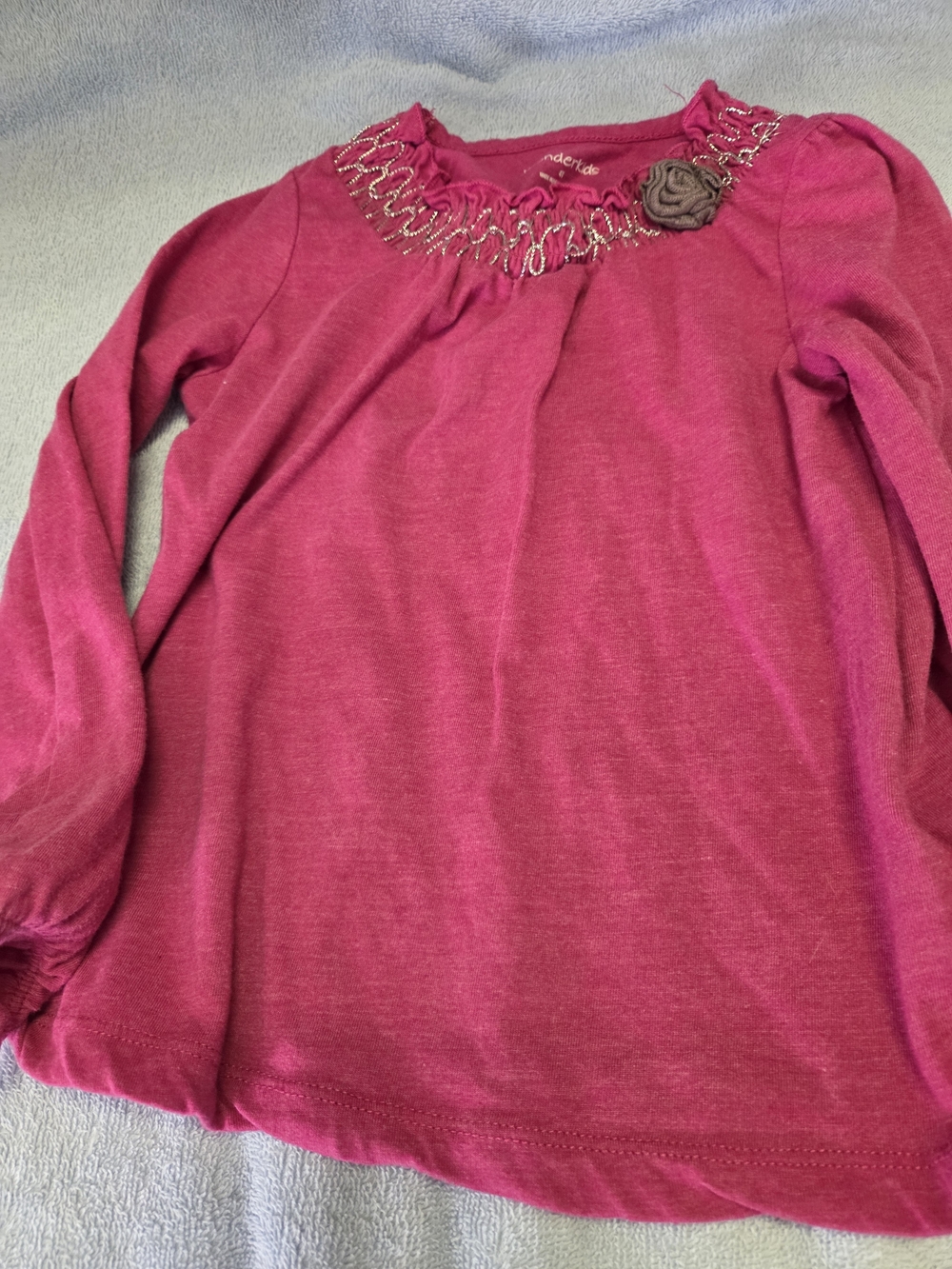 Wonderkids Hot Pink Long Sleeve Top with Floral Accent
